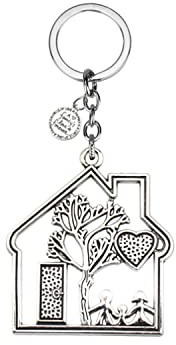 LUOKIFUR 2023 Nuova casa Portachiavi Regali di inaugurazione della casa Nuovo proprietario di casa Regali per la prima casa Migliori regali per il vicino Regali per coppie (silver keychain)