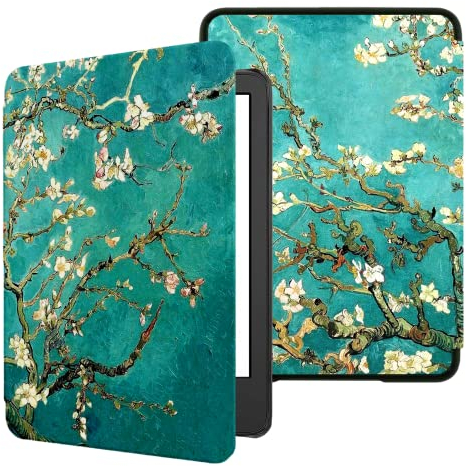 Hülle für Kindle 11. Generation 6 Zoll 2024 Release, TOKILO Premium-PU-Lederhülle mit Auto Sleep Wake, Aprikosenblüte