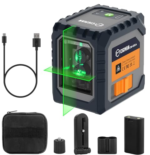 Livella Laser, CIGMAN G02A Cross Livello Laser, Livella Laser Autolivellante 3 Modalità (Autolivellante, Manuale, a Impulsi) Gamma di Lavoro 30M, 25W Ricarica USB, (Batteria Inclusa)