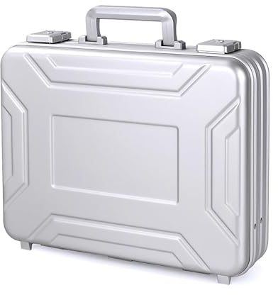 urecimy Maletín de aluminio para portátil maletín rígido TSA combinación cerradura Flightcase extraíble espuma joyería y reloj portátil bolsa de transporte, plata, 37X27X11.5cm, Formal