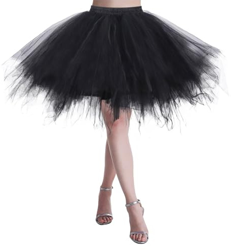 Jupe Plissée Femme Tulle- Jupe Tutu Taille Elastique-Mini Jupe Sexy Femme Couleur Unie pour Fête Danse et Ballet Adulte Jupes Multi-Layer Bouffante Couleurs Variées Déguisement Carnaval Jupes