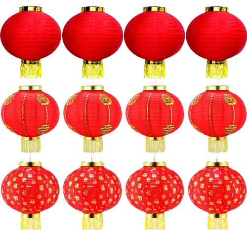 Péndulo de linterna china, gran linterna china, lámpara colgante tradicional roja, linternas rojas chinas Deng Long para la primavera Festival Fiesta Decoración (12)