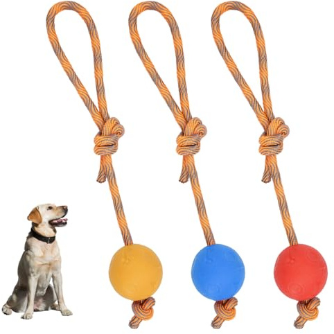 3 PCS Pelota con Cuerda, Pelota De Juguete para Perros con Cuerda