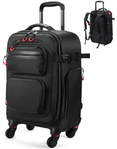 Stjärnmoln rullande ryggsäck med hjul – vattentålig, flygbolagsgodkänt resebagage, idealisk handbagage, Svart, Carry on - 20inch, Travel Business College Casual