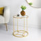 FAHAAM Gold Geometric Coffee Table with Glass Top, End Table for Living Room, Bedroom