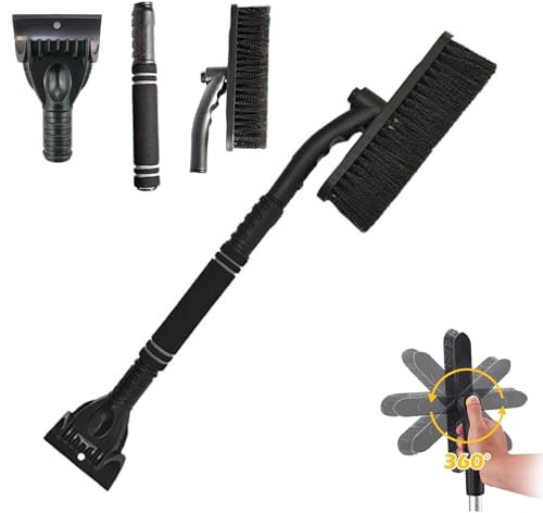 magnetspiele Raspador Hielo Coche, 2 En 1 Rascador de Hielo para Coche, Raspador Hielo Coche, Rascador de Hielo para Coche, Cepillo de Nieve Desmontable para Coche, SUV, Camión, Parabrisas (黑色)
