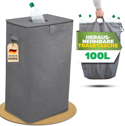 COTTARA® Contenitore per pegni con coperchio e borsa per il trasporto, contenitore per pegni con inserimento, ideale per bottiglie di pegno, raccoglitore di bottiglie, contenitore vuoto per cucina,