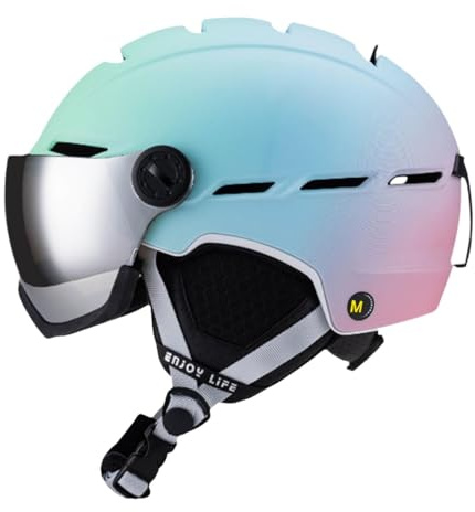 MagiDeal Casque de Ski, Casque de Skateboard avec Lunettes de Ski, Casque de Neige léger pour Hommes et Femmes, Casque de Snowboard pour Skateboard en Plein, M