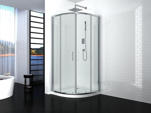 WITIT BOX DOCCIA ANGOLARE SCORREVOLE KARMEN ANTE IN VETRO CRISTALLO TRASPARENTE 6mm QUADRATO - RETTANGOLARE - SEMICIRCOLARE (80x80 cm Semicircolare)