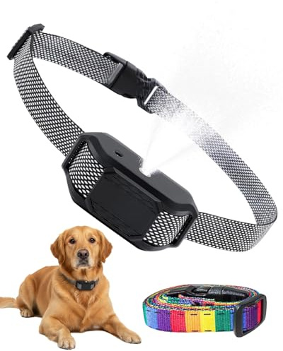 Collier Anti Aboiement Chien Spray Rechargeable IP67 avec 2 Sangles, 3 Niveaux de Sensibilité et Intensité, Détection Intelligente, pour Petit, Moyen et Grand Chien, Spray Non Inclus