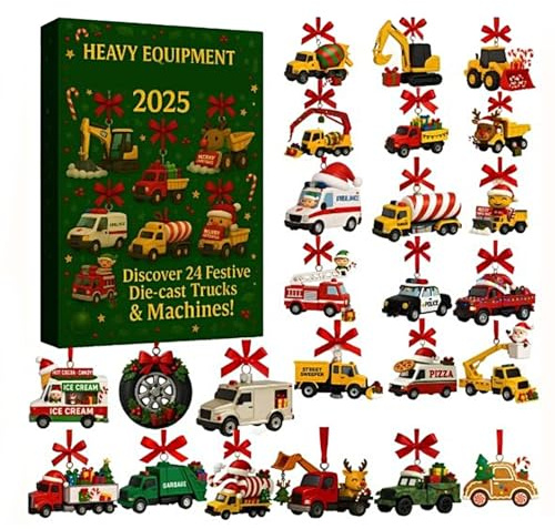 Calendario Conto Alla Rovescia Natale Giocattoli,Calendario 'Avvento Con 24 Camion Decorazioni,Decorazione Invernale Stagionale da Collezione per Bambini Ragazzi Ragazze Famiglia | per Ragazzi Bambini
