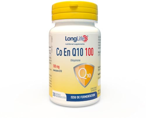 LongLife® CO EN Q10 100 mg | Coenzyme Q10, ubidécarénone pure | Antioxydant et énergisant cellulaire | Issu de fermentation | 30 capsules | Sans gluten
