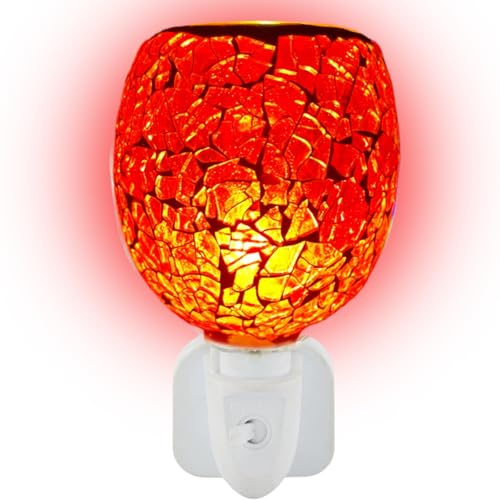 Elektrisk doftlampa med nattlampa, vaxvärmare och aromalampa för doftvax och eteriska oljor, uttag av glas, dekorativ doftlampa, solnedgång för sovrum, kontor, yoga och hem (rosa)