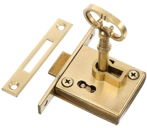 Abaodam Serrure Encastrée Cuivre Rétro Verrou de Tiroir Anti-effraction pour Meubles Armoire et Boîte aux Lettres Design Antique Polyvalent