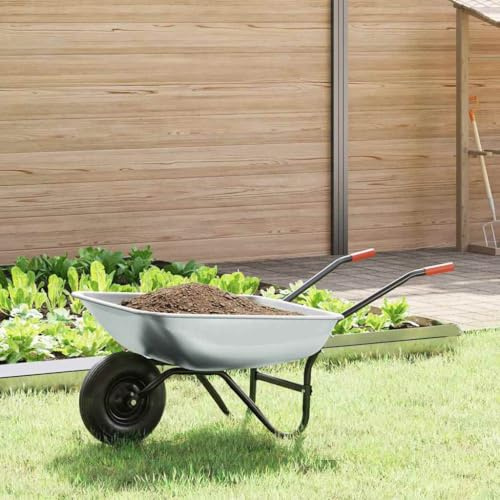 LoogCape skottkärra trädgårdskärra transportkärra av stål 133 x 62,5 x 58 cm, väderbeständig för trädgårdsarbete, bygg och utomhusanvändning