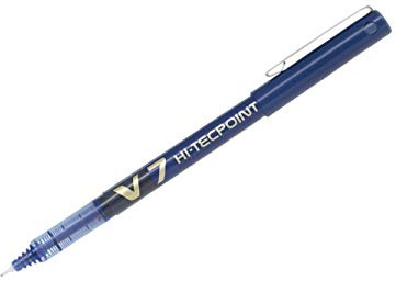 Pilot V7 Hi-Tecpoint Rollerball Pen, 0.7 mm Tip - Blue, Box of 12