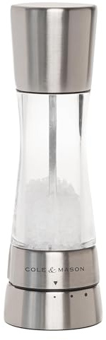 COLE & MASON Derwent Salt Grinder - Stainless Steel Mill Includes Gourmet Precision Mechanism and Premium Sea Salt