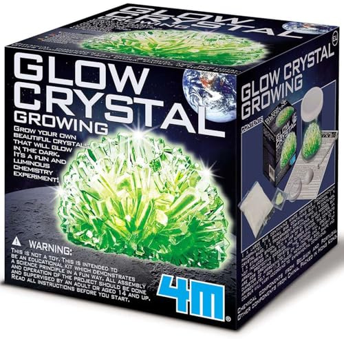 4M Crea il Tuo Cristallo Luminescente Kit Scientifico per Bambini, Esperimenti Divertenti con Cristalli Fluorescenti che Brillano al Buio