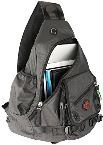 Kawei Knight Large Sling Bag Laptop Backpack Cross Body Messenger Bag Shoulder Travel Rucksack (A-Black)