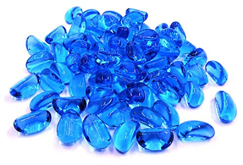 Pietre decorative in vetro, 0,5 kg, circa 460 g, pietre di vetro di mare irregolari, pietre artificiali smaltate per riempire vasi, spargere la tavola, decorazione per acquario, piante aeree (blu