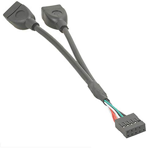 Bolwins M15S USB Adapter Kabel 9-Pin Header auf 2X USB 2.0 Buchse – USB Header Splitter für PC Mainboard, 15cm