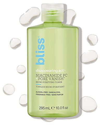 Bliss Disappearing Act Niacinamide Toner | Pore Vanish™ Complex | Purifies Pores | Clean | Cruelty Free | Vegan | 10 oz