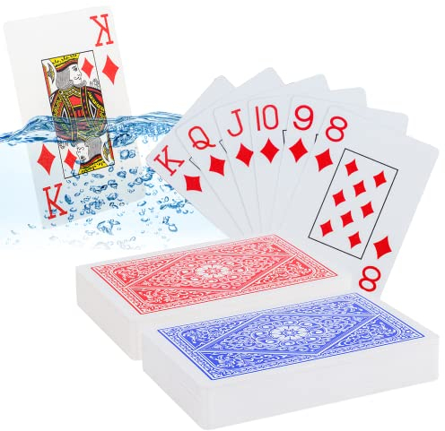 MageJoy 2 Deck Playing Cards - Spielkarten 54 Blatt, Spielkarten Poker Plastik, Poker Kartendeck Wasserfest