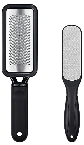 Limas de pie removedor de callos 2 piezas de acero inoxidable profesional pedicura escofina de pies y limpiador de doble cara herramientas de cuidado de pies para eliminar callos de piel dura para