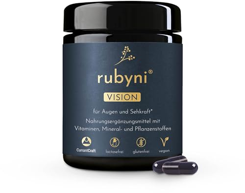 rubyni® VISION für Augen & Sehkraft (140 Kapseln) • Augen Vitamine mit Lutein, Xanthine, Mangan • Zink & Riboflavin zum Erhalt der normalen Sehkraft • Natürliche Augenvitamine • 100% Vegan