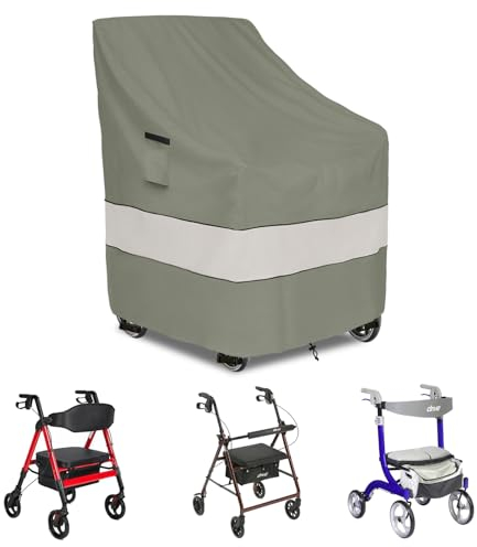 Sobana Rollator Walker Cover - Outdoor Waterproof Dustproof Rolling Walker for Seniors With Wheels and Seat (Cover Only, Grayish Green)