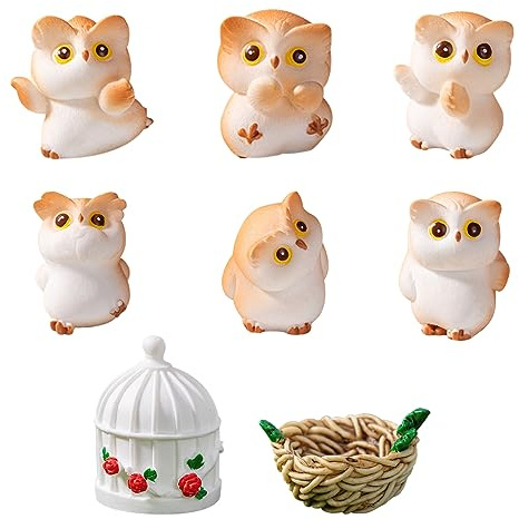 Rolin Roly 8 pièces Accessoires de Jardin de Féesd'animaux Miniatures Accessoires Figurines décoratives pour Maison de poupée, Jardin, décoration d'intérieur (8pcs)
