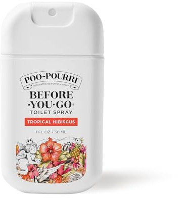 Poo-Pourri Before-You-Go Pocket Toilet Spray, Travel Essentials, Tropical Hibiscus, 1 Fl Oz, Up to 50 Uses, On-The-Go Bathroom Odor Deodorizer with Essential Oils, TSA Approved Size, Hibiscus, Apricot