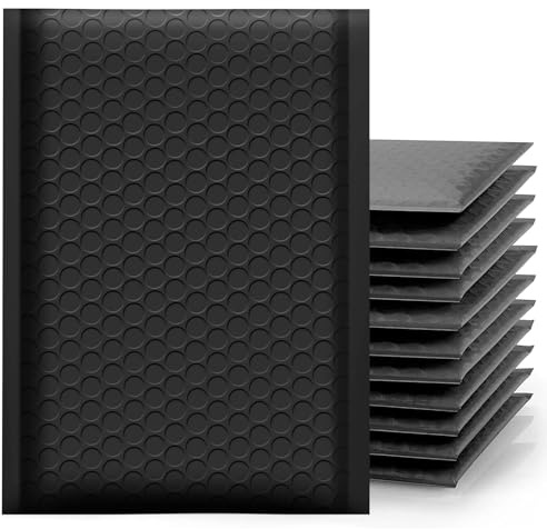 NaXew Padded Envelopes A5, with Easy Peel & Seal Poly Bubble Mailer Bags Postal Wrap Envelope Cushioned Protective Packaging 152 x 229 (Black A5, 10pcs)
