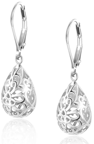 LANCHARMED Sterling Silver Teardrop Earrings for Women Trendy Silver Drop Leverback Dangle Earrings Hypoallergenic Leverback Dangle Drop Earrings for Women Jewelry