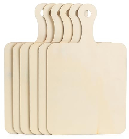 6 Pièces Panneau en Bois Suspendu, Plaque en Bois Non Fini, Panneaux en Bois Vierge, Disques en Bois avec Poignée pour Bricolage, Pyrogravure, Peinture, écriture, Décoration de Noël - Carrée