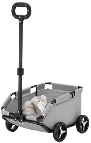 Cochecitos para gatos – Transportador para gatos con ruedas | 4 ruedas para mascotas, carrito plegable ligero para perros, cochecito pequeño para viajes, compras, caminar y jugar