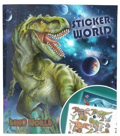 Depesche 13208 Dino World Galaxy - Livre d'autocollants avec 20 Pages pour créer des Motifs de Dinosaures Cool, y Compris 3 Doubles Pages d'autocollants