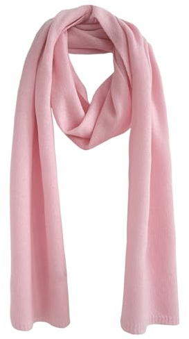 Bovari 100 % kashmir halsduk – kvinnor och män – stickad halsduk i premiumkvalitet – gosig mjuk och varm, Rosa/delikat rosa, L