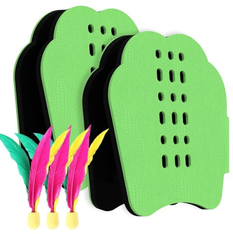 Badminton-Set, Handschläger, Sportspielzeug, Paddelspiel, Badmintonschläger mit Federbällen, Outdoor-Badminton-Set 20,5 x 19,5 x 12 cm für Kinder und Erwachsene, Zuhause, drinnen, draußen, grüne Farbe