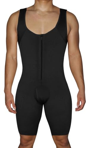 Fajas Shapewear Mono Reductoras Hombre Body Shaper Control de Abdomen y Piernas Compresión de Cuerpo Moldeadora Calzoncillos Pantalones Camiseta interior (FR/ES, Letras, XL, Regular, Regular, Negro)