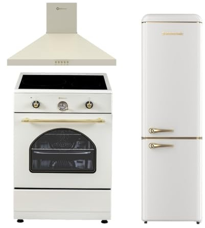 SOLTHERMIC PACK 3 EN 1 CREMA VTI60C INDUCCION CON TURBO 3 ZONAS + CAMPANA DECORATIVA 60 CM + COMBI 2P FCR188C de 1,88 de alto y 55 de ancho gran capacidad 270L bajo consumo CLASE C
