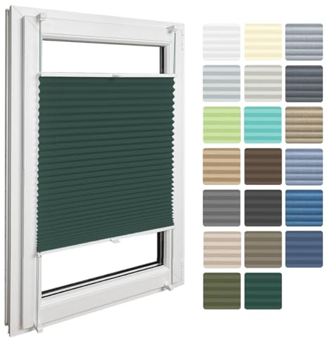 Home-Vision Premium Faltrollo Plissee ohne Bohren mit Klemmfix Lichtdurchlässig Rollo Leinenoptik Blickdicht Sonnenschutz Jalousie für Fenster & Tür (Bottle Green B55 x H100cm) Klemmträger