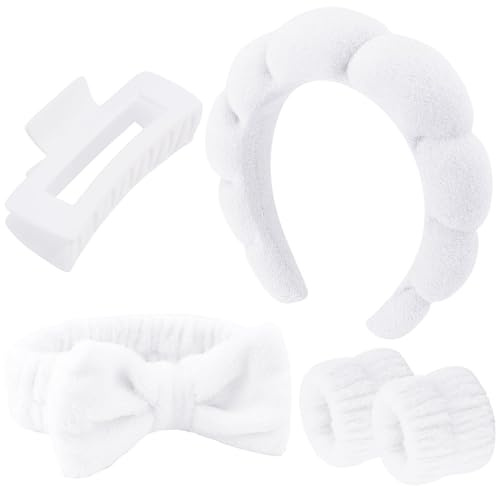 Cossaot Bandeau Spapour Le Lavage du Visage, Antidérapant Bandeau Maquillage, Visage Serre Tete Skincare en Tissu Éponge, pour Le Maquillage et Le Soin de la Peau