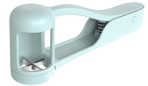 Grape Cutter for Babies Toddlers Fruit Slicer Quarter Cutter with Stainless Steel Blades Sky Blue Cherry Tomato Strawberry Slicer Manual Fruit Chopper Tool for Kids Snacks Salad Kitchen Gadget (Blue)