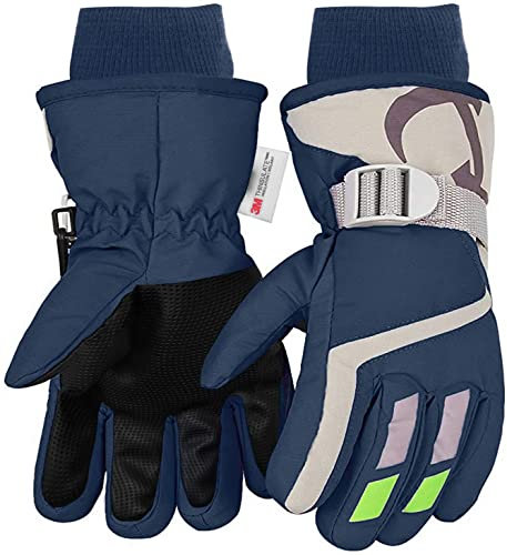 7-Mi Skifahren Schnee Handschuhe für Kinder wasserdicht Winddicht Dicke warme Winter Skihandschuhe Navy blau