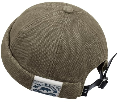 CLAPE Retro No Bill Beanie Docker Leon Harbour Hat Rolled Cuff Skull Beanie Hat Adjustable Ball Cap Unisex(CT36-Washed Green)