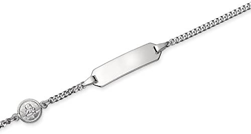 Bijou pour enfant - Bracelet pour bébé fille garçon enfant - Bracelet d'identification - Chaîne gourmette ange gardien - Bijou de baptême en argent 925, 14 centimeters, Argent sterling