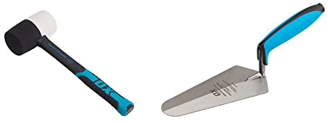 OX Combination Rubber Mallet - 24 oz and OX Gauging Trowel for Plastering & Bricklaying - Soft Grip Flat Masonry Tool - 7inch Cement Finishing Bricklayers Trowel – Multicolor