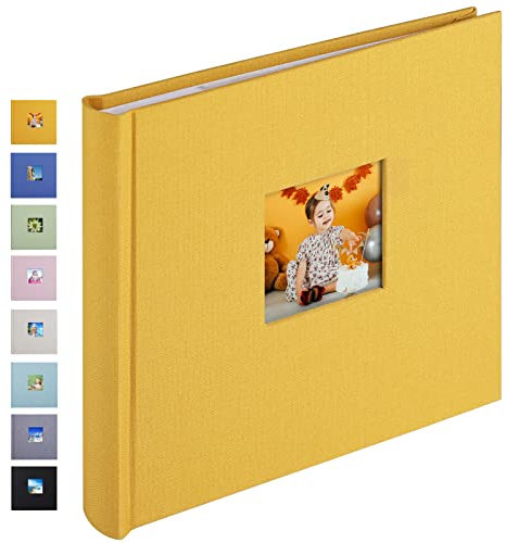 1DOT2 Small Photo Album 4x6, Hold 60 Photos with Memo, Indian Yellow