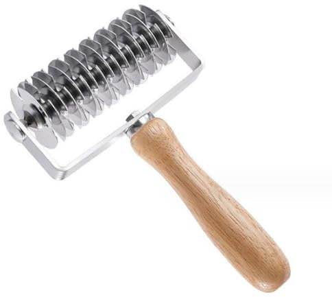 EdirFtra DIY Stainless Steel Roll Pizza Knife, Roll Pizza Wood For Biscuit, Bread, Cake, Pizza And Pie